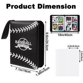 Hockey Card Binder 4-Pockets,400 Pocket Trading Card Binder with 50 Removable Sleeves for Card Storage Organizer Display Case Compatible with upper deck Trading Card, Sport, Football, Baseball Cards