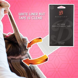 No Shine by BEAUTIFY Hypoallergenic Double Sided Hair Extension Tape, 4 cm x 0.8 cm, 120 Pre-Cut Tabs