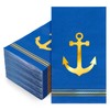 FYSUIMU 50 Pcs Blue Nautical Guest Napkins Gold Foil Anchor