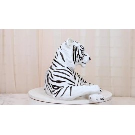 Large Siberian Ghost White Tiger Resting 15.5" Long Statue Home Garden Decor