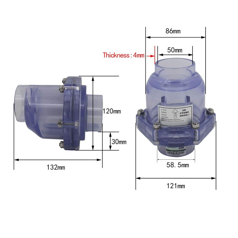 OemClima Check Valve Drain UPVC Horizontal Backflow Seal Waste Water