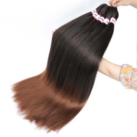 ATRAENTE Pre Stretched Braiding Hair,18 Inch 8 Packs Ombre Braiding Hair, Two Tone Yaki Texture Prestretched Crochet Braids Professional Synthetic Hair Extension Itch Free Hot Water Setting (18" T1B/30#)