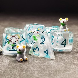 Sage's Portal Animal Familiars Resin DND Dice Set Polyhedral Dice Set for Dungeons and Dragons RPG Pathfinder Tabletop TTRPG (Baby Koala)