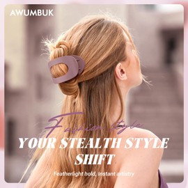 AWUMBUK Hair Claw Clip, Large, Set of 6 Flat Hair Clips, Women's Fashion Hair Clips, Women's Non-Slip Flat Hairs Claw Clip, French Hair Clip for Thick or Thin Hair, for Everyday, Sports