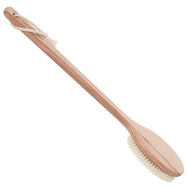 Redecker Beechwood Bath and Shower Brush, 100% Made in Germany, 17-3/4 inch Handle for Hard-to-Reach Areas, Natural Pig Bristle Fibers Remove Dead Skin