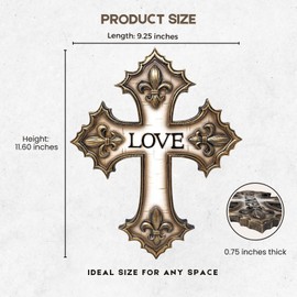 Unique CROSS LOVE FLEUR DE LIS Wall Cross - Exquisite Design, Resin Art, Intricately Detailed, French Heritage Decor, Christian Faith Symbol, Inspirational Home Accent