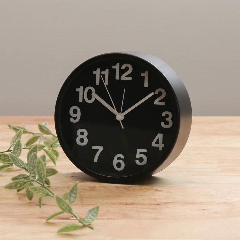 Fuji Boeki 99230 Table Clock, Black, Diameter 5.3 inches (13.4