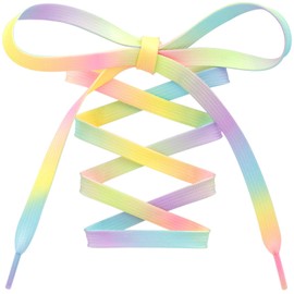 MKEHSH Colorful Pattern Shoe Laces: 47 Inch Candy Rainbow Flat Print Shoelaces for Sneakers 2 Pairs, 10 Candy Rainbow, 47 inch(120CM)