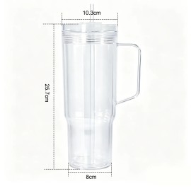 New Arrival 18oz Double Wall Snow Globe Plastic Pre-Drilled Double Wall Glass Mug with Colorful Lid and Handle Drink Cupcolor: Set33-clear/20pcs