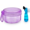 Leakproof Denture Case Purple Denture Soaking Cup False Teeth Container,