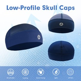 Casco de enfriamiento de perfil bajo/forro de sombrero duro, gorra de trabajo elástica, gorra de verano que absorbe el sudor, protección solar para correr, azul oscuro, Talla única