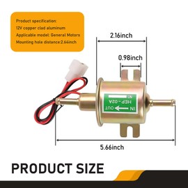 MOXRUQ Electric Fuel Pump, 12V Gas Diesel Fuel Pump, HEP-02A Inline Low Pressure Electric Fuel Pump Kit, Suitable for All 12 Volt Cars, Trucks, Boats, Carburetor, Lawnmower and Generators (Gold)