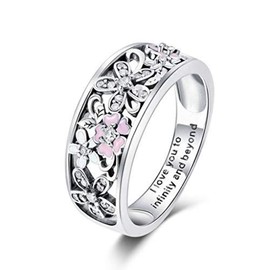 PAHALA 925 Strling Silver Daisy Flower Infinity Love With Crystals Finger Wedding Party Ring (6)