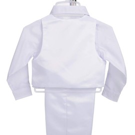 Lito Angels Christening Clothes Christening Suit for Baby Boys, 5-Piece Satin Christening White Suit Set with Christening Hood Hat, Long Sleeve, Style A - Cross + Fish + Grapes