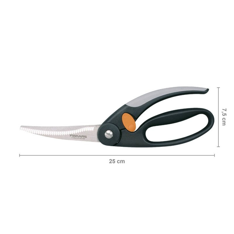 Fiskars Poultry Shears, Total Length: 25 cm, Steel/Synthetic Material, Functional