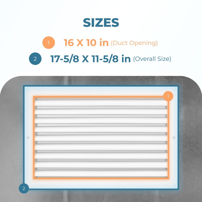 Rustproof 16x10 in Aluminum Vent Cover – Quiet Return Air