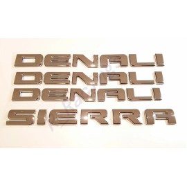 GM 4PCS Chrome Denali Sierra Emblem Letters Fit GMC Sierra 1500 2500HD YUKON OEM