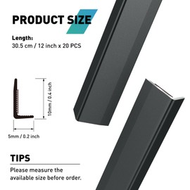 FCSOTSPS Tile Edge Trim,20 PCS * 12 Inch Peel and Stick Aluminum Tile Trim, Self Adhesive Kitchen Backsplash Tile Edging Trim,Decorative Tile Liner for Corner Edge Decor, Matte Black