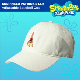 Concept One Spongebob - Gorro de béisbol para papá, Patrick Star de algodón para Adultos, con Borde Curvado, Color Blanco, Talla única, Blanco, Talla única