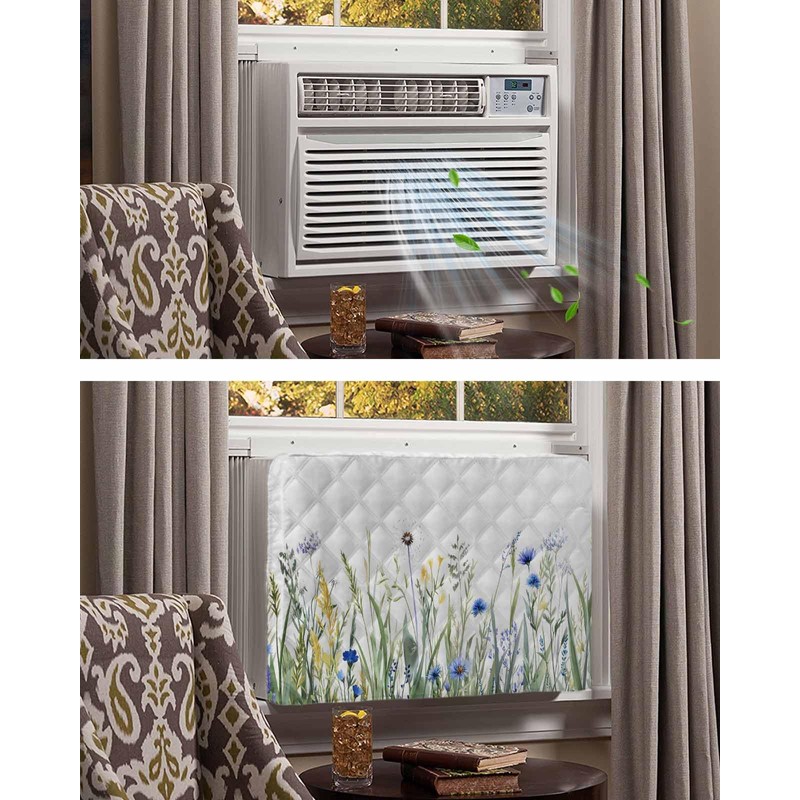 Leaves Plants Indoor Air Conditioner Cover for Window Units, Double