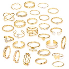 ZENGSING Gold Ring Set Women, Finger Rings Set, Gold, Gold-Plated Rings Women's Set, Gold Rings Women Set, Vintage Boho Rings, for Women, Teenagers, Girls, Alloy, No Gemstone