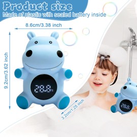 iewrtcin Baby Bath Thermometer, Waterproof Digital Newborn Water Thermometer for Bathtub Floating Toy, High-precision Smart Room Temperature Thermometer with LED Automatic Induction Switch (Hippo)