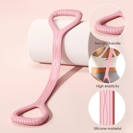 Adorila Figure 8 Resistance Band, for Men's and Women's Fitness, Portable Elastic Ropes for Yoga, Pilates（10LB Pink）