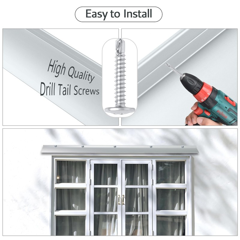 Door Rain Drip Guard, 40 Inch Anodized Aluminum Door Drip