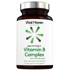 Vital Haven Triple Action Formula - Vitamin B Complex + Choline + Inositol - Vegan - Max Potency - 4 Months Supply - Premium Ingredients - for Better Immune System and Cell Health - Made in The UK by Vital Haven