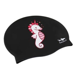 escualo Gorra para Natacion I Unisex I Niños I Modelo Baby Unicornio I Silicon I Impermeable I 1 a 4 años I Color Negro