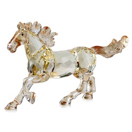 Crystal Horse Realistic Animal Art Figure Collection Table Decoration Statue Home Decoration (Gold)