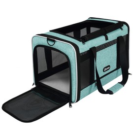GAPZER Cat Carrier 18"x11"x11" TSA Approved Ventilated Top Open Softsided Pet Air Travel Bag, Small Animal Basic Crate Shih Tzu Dog Kennel Carry Case, 4-Mesh-Side Kitty Carry on up to 20lbs Teal