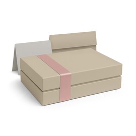 BLONDBOX Beige Geschenkbox 27 x 20 x 7 cm – Geschenkverpackungs-Set Classic mit Umschlag Grußkarte Seidenpapier & Satinband (Rosa Pink)