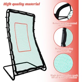 Doublehorse Baseball Rebounder Net - 42" x 72" Softball Pitch Bounce Back Trainer for Outdoor Indoor Sports Field for Adults Youth Coach Player