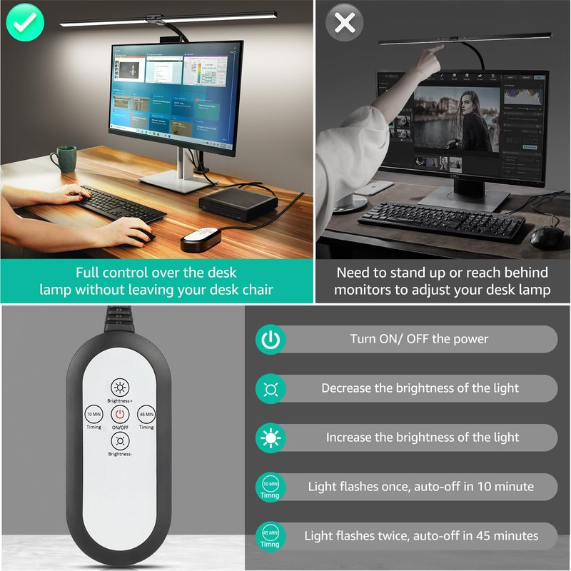 ShineTech LED Desk Lamp for Home Office, 4000K Neutral White