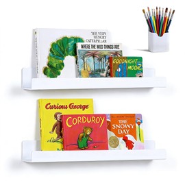 Chewlish 2 Pack 13.5" Metal Magnetic Bookshelf for Whiteboard, Strong Reusable Magnetic Display Shelf, Holds up to 12 lbs, Storage Organizer for Classroom, Kids Room, Office, Kitchen & Garage