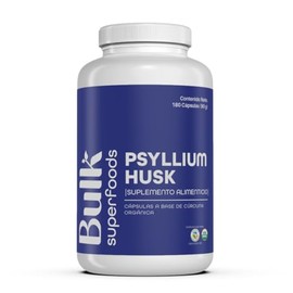 BULK SUPERFOODS Psyllium Husk 100% Natural Suplemento Alimenticio | 180 Cápsulas de 500 mg, Sin Gluten, Apto Dieta Keto, Sin Azúcares Añadidos, 3 Meses de Dotación