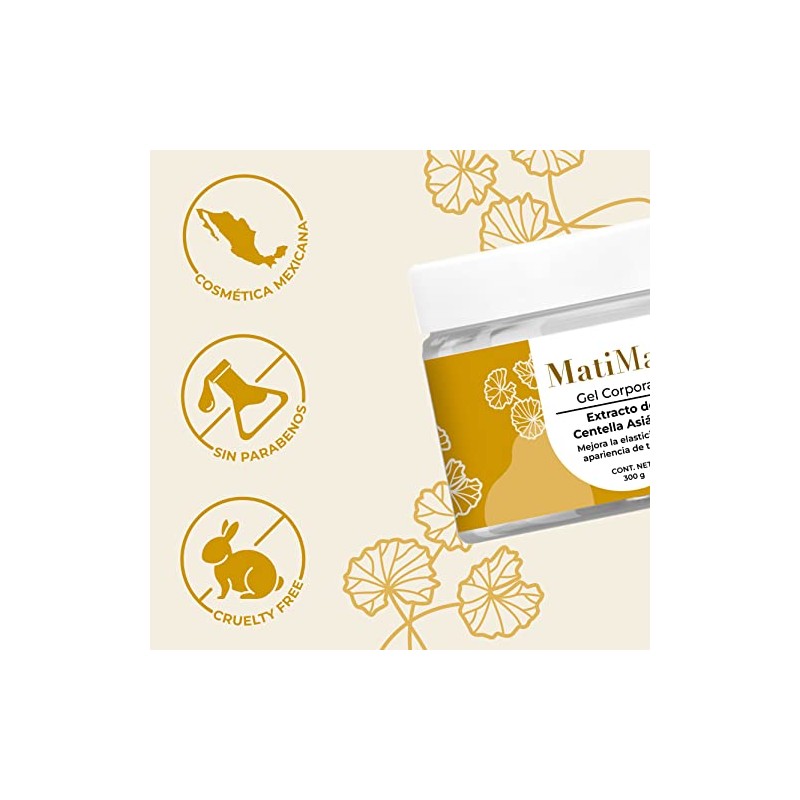 Gel Corporal Extracto Centella Asiática MatiMati-Regenerante, Anti-estrías, Hidratante 300 g