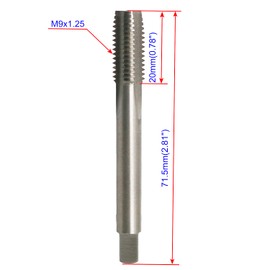 Aopin M9 x 1.25 Taper Hand Tap HSS Metric High Speed Steel Hand/Machine Use Straight Flute Thread Tap, Used to Create New Threads, Damaged and Restore, 1 Piece
