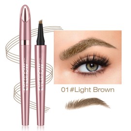 Eyebrow Pencil Waterproof Long-Lasting Natural Makeup, 4-Fork Tip Design for Defined Hair-Like Strokes, Easy Application Eyebrow Pen, Perfect for Fill and Define (Light Brown/R)