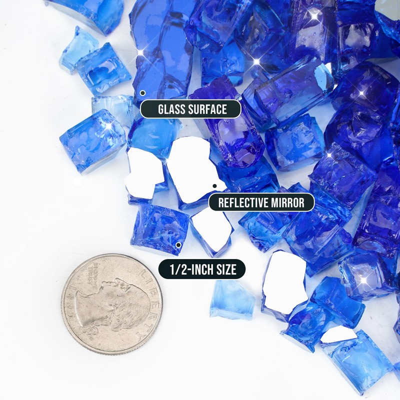 Skyflame 15LB Fire Glass for Propane Fire Pit, 1/2 Inch
