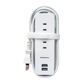 Kashimura cable wraps around the main unit. NAC-045 100 - 240 V input that can be used domestic and overseas, USB-A 2 ports total 3A 4 AC outlets