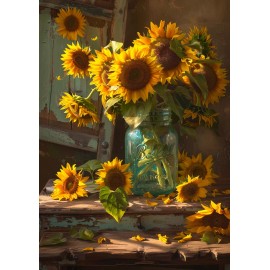 Unbranded Floral Wall Art Decor Prints Of Sunflowers In Farmhouse Mason Jar 8.5x11