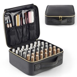 Junyaoxuan Nail Polish Organizer,Portable Nail Polish Travel Storage Bag Holds 42 Bottles,with Manicure Tools Storage Sections（Bag Only）