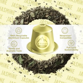 La Natura Lifestyle 120 x Jasmine Green Tea in Aluminium Capsules, Compatible with Nespresso®³ Capsule Machines, 100% Recyclable, Natural Green Jasmine Blossom Tea from Controlled Cultivation