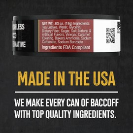 10 Cans, BaccOff Straight Pouches, Black Tea Base with Savory and Bold Flavors, 16 Pouches Per Can