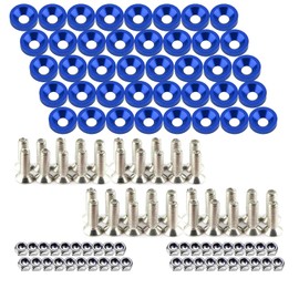 LUYEJKO Engine Dress up Kit, 40 PCS Bumper Fender Washers ，M6 Dress up Bolts (Blue)