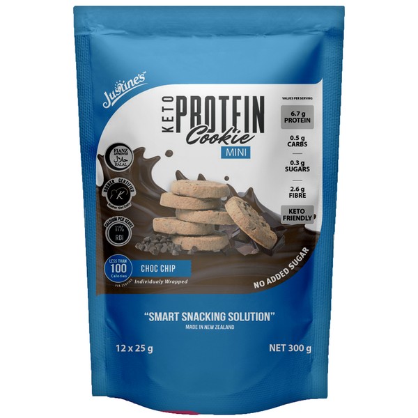 Justine's Keto Protein Cookie Mini Choc Chip 12 x 25g