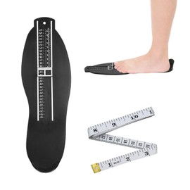 BEIBXHQQ 1 Piece Foot Measuring Set, Foot Size Tape Measure, Shoe Sizer for Kids, Foot Measuring Gauge, Adult Shoes Sizer for Eur-Uk Shoes, Suitable for Men, Women (Black)