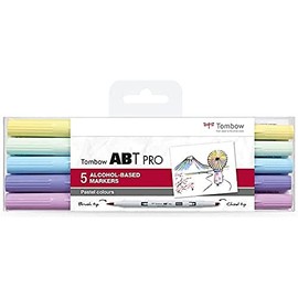 Tombow ABTP-5P-2 Alcohol-Based Marker ABT Pro Two Tips Pastel Colours, Pack of 1